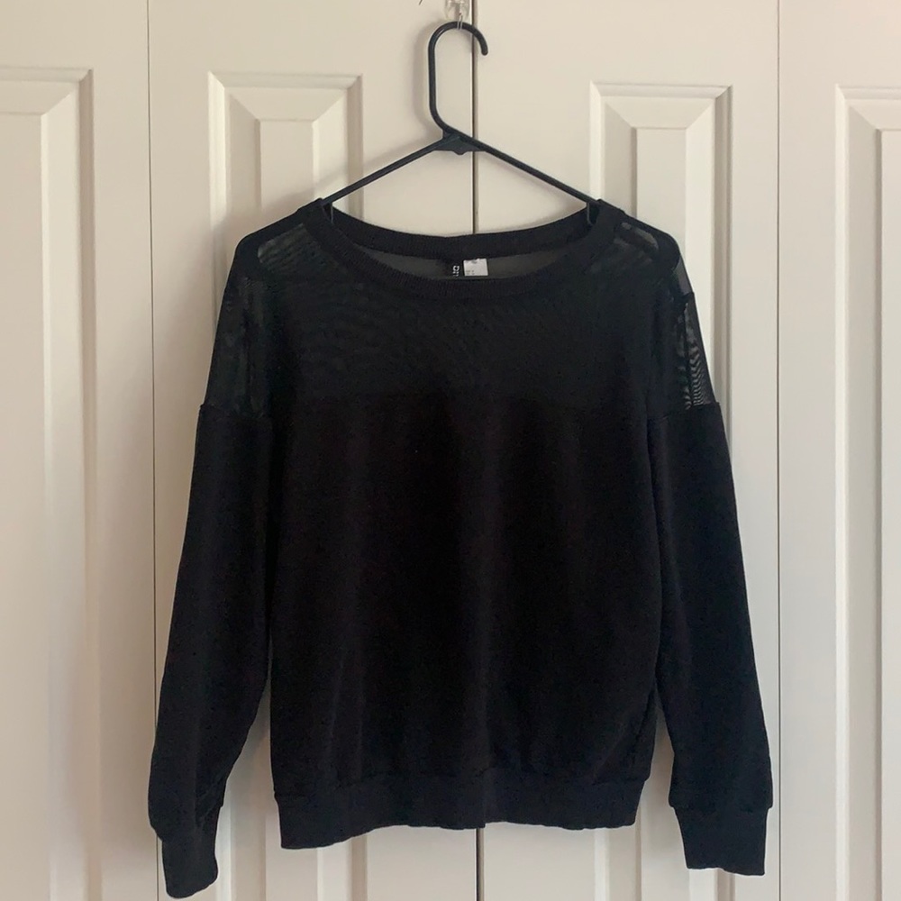 Black Mesh Top Long Sleeve